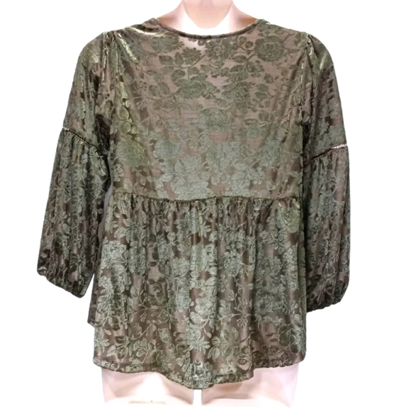Cato Women's Plus Size Winter Daydream Grape Leaf Burnout Top - Picture 3 of 7